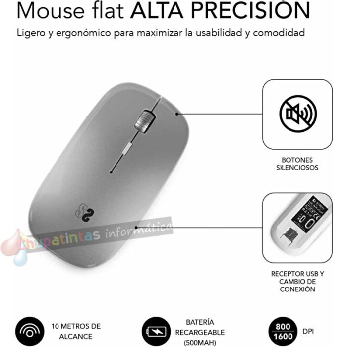 Subblim Ratón Dual Flat Mouse - submo-dflat22 - color gris-3