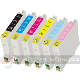 Epson T0807 Pack de 6 Cartuchos de Tinta Genéricos: T0801/T0802/T0803/T0804/T0805