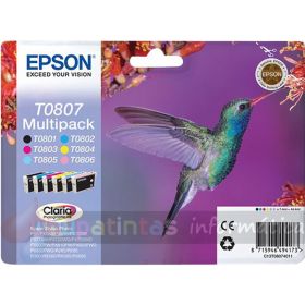 Epson T0807 Pack de 6 Cartuchos de Tinta Originales - C13T08074011