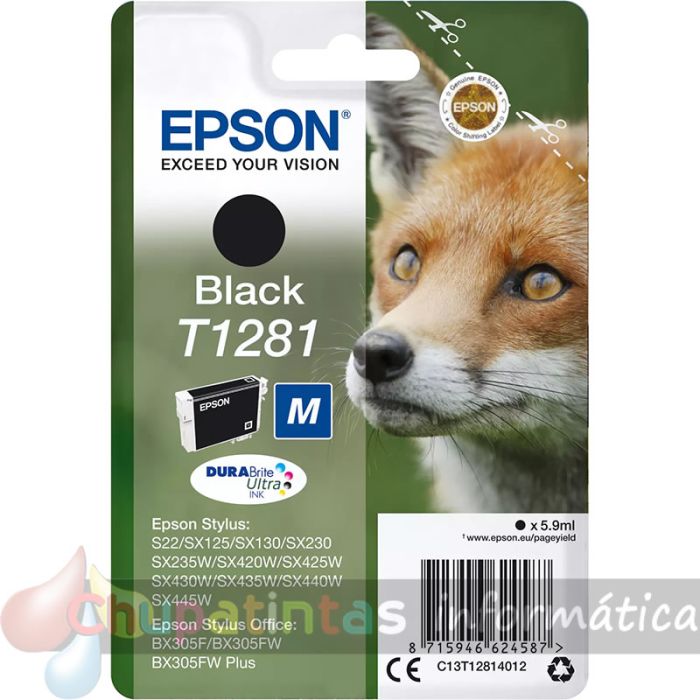 Epson T1281 Negro Cartucho de Tinta Original - C13T12814012