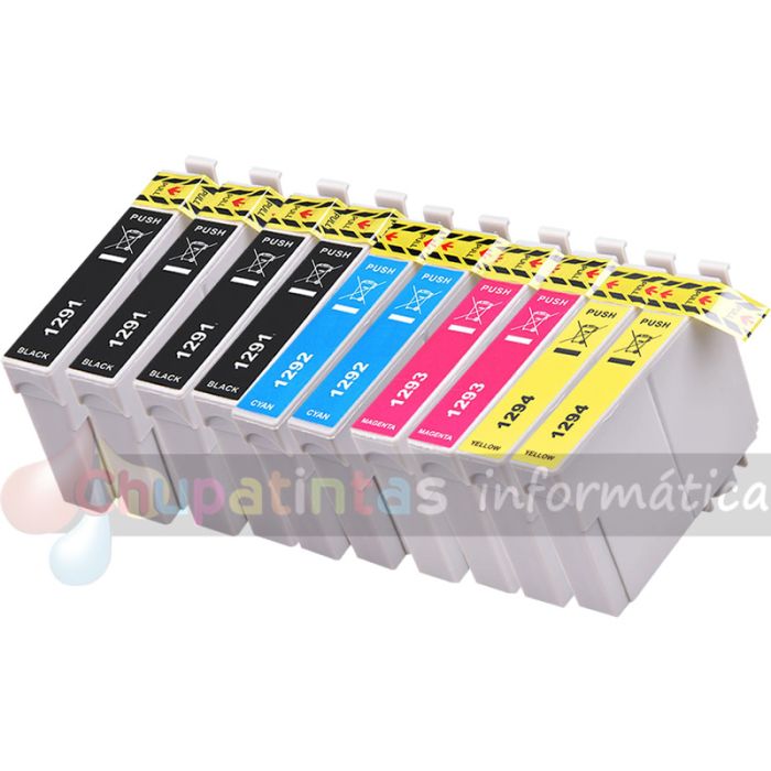 Epson T1295 Pack de 10 Cartuchos de Tinta Genéricos: T1291+T1292+T1293+T1294