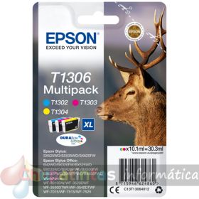 Epson T1306 Pack de 3 Cartuchos de Tinta Originales - Cian, Magenta, Amarillo - C13T13064012-1