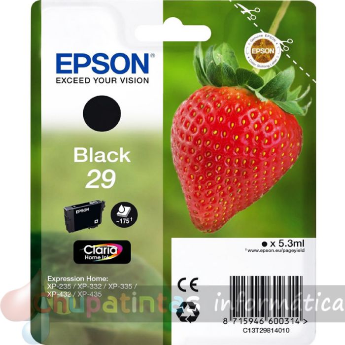 Epson T2981 (29) Negro Cartucho de Tinta Original - C13T29814012