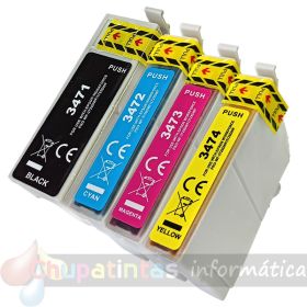 EPSON T3476 (34XL) Pack de 4 Cartuchos de Tinta Genéricos: T3471+T3472+T3473+T3474-1