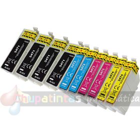Epson T3476 (34XL) Pack de 10 Cartuchos de Tinta Genéricos: T3471+T3472+T3473+T3474-1
