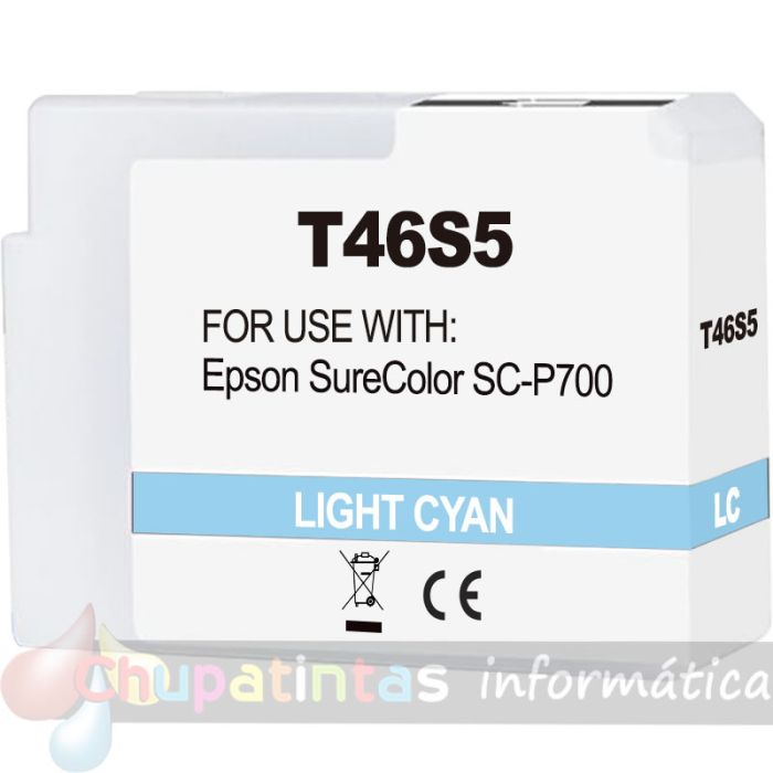 Epson T46S5 Cian Light Cartucho de Tinta Pigmentada Genérico - Reemplaza C13T46S500