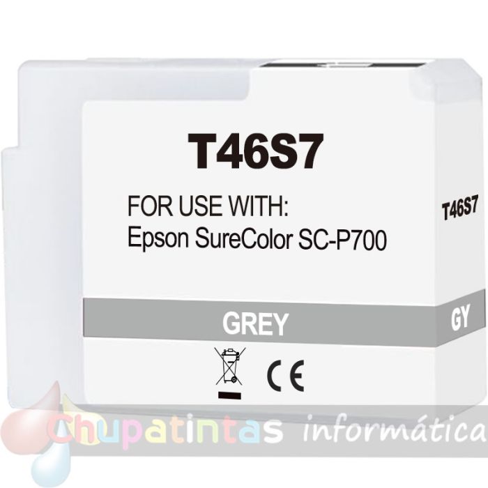 Epson T46S7 Gris Cartucho de Tinta Pigmentada Genérico - Reemplaza C13T46S700