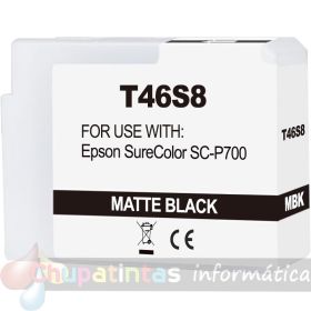 Epson T46S8 Negro Mate Cartucho de Tinta Pigmentada Genérico - Reemplaza C13T46S800