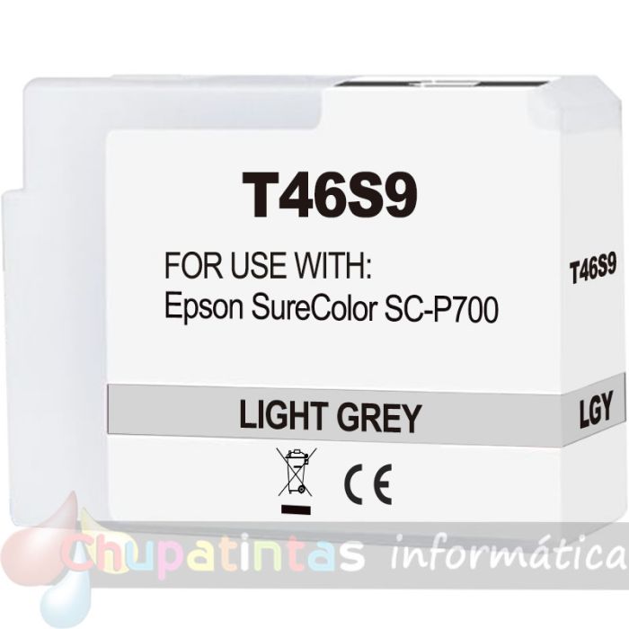 Epson T46S9 Gris Light Cartucho de Tinta Pigmentada Genérico - Reemplaza C13T46S900