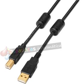 Aisens Cable USB 2.0 Impresora Super Alta Calidad con Ferrita - Tipo A Macho a Tipo B Macho - 2.0m - Color Negro-1