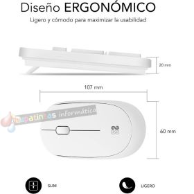 Subblim Combo Business Slim - Teclado y ratón inalámbricos - Ergonomía y silencio - 2.4G - Color Blanco-3