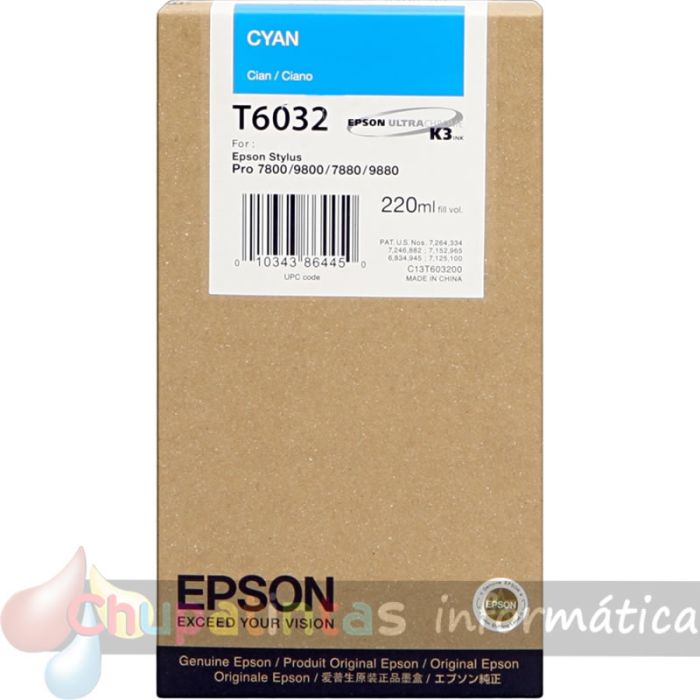 Epson T6032 Cian Cartucho de Tinta Original - C13T603200