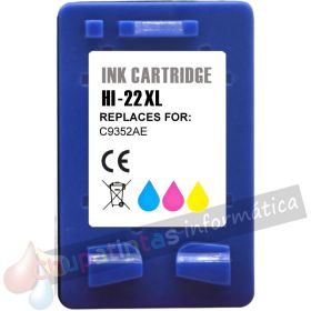 HP 22XL Color Cartucho de Tinta Remanufacturado - Reemplaza C9352AE/C9352CE-1