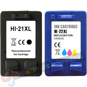 HP 21XL Negro + HP 22XL Color Pack de 2 Cartuchos de Tinta Remanufacturados-1