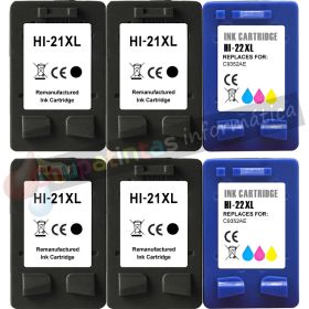 HP 21XL Negro + HP 22XL Color Pack de 2 Cartuchos de Tinta Remanufacturados