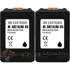 HP 302XL Negro Pack de 2 Cartuchos de Tinta Remanufacturados