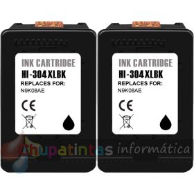 HP 304XL Negro Pack de 2 Cartuchos de Tinta Remanufacturados
