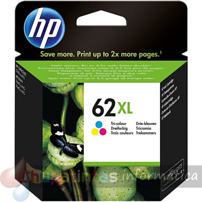 HP 62XL Color Cartucho de Tinta Original - C2P07AE