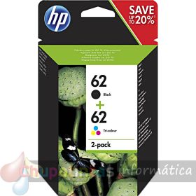 HP 62 Negro + Color Pack de 2 Cartuchos de Tinta Originales - N9J71AE