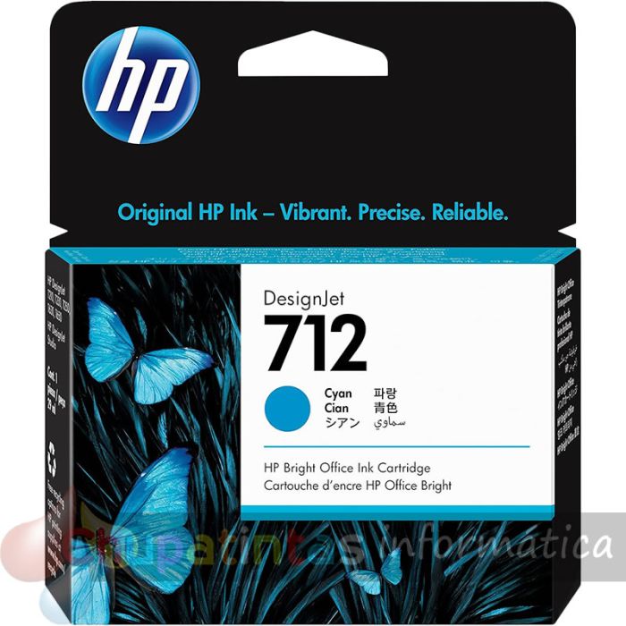 HP 712 Cian Cartucho de Tinta Original - 3ED67A