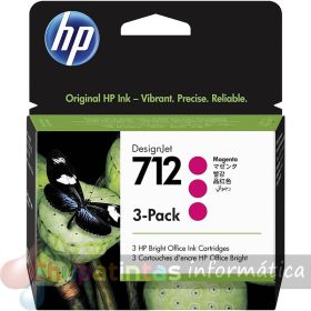 HP 712 Magenta Pack de 3 Cartuchos de Tinta Originales - 3ED78A
