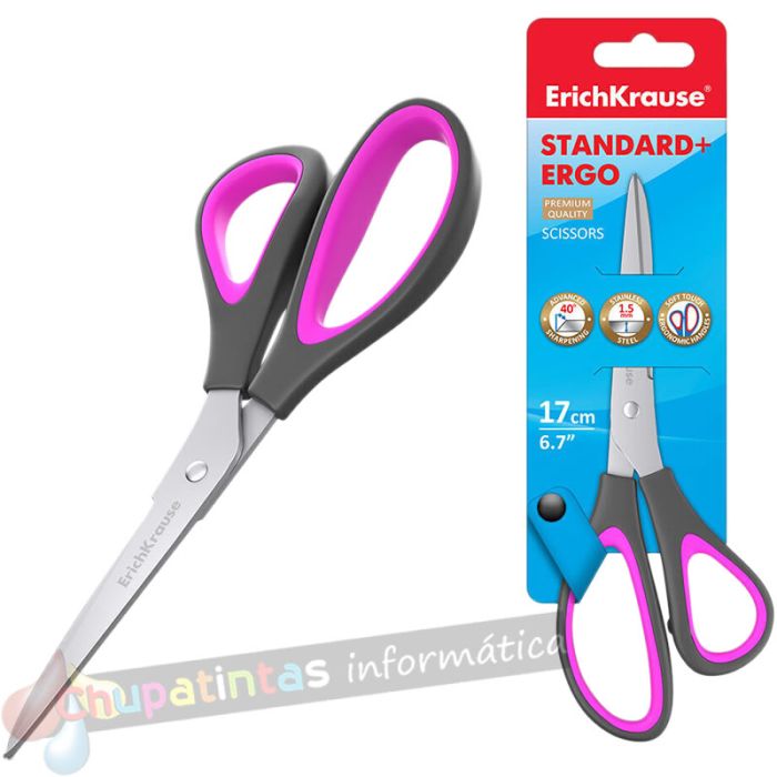 Erichkrause Tijeras Standard+ Ergo - Cuchillas de Acero Inoxidable - 44885 - Ergonómicos - Color Variado-1