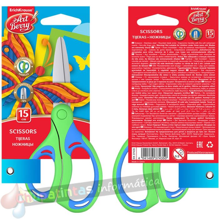 Erichkrause Artberry Combi Tijeras - Cuchillas de Acero Inoxidable - Extremos Redondeados - Ergonómica - Color Variado-2