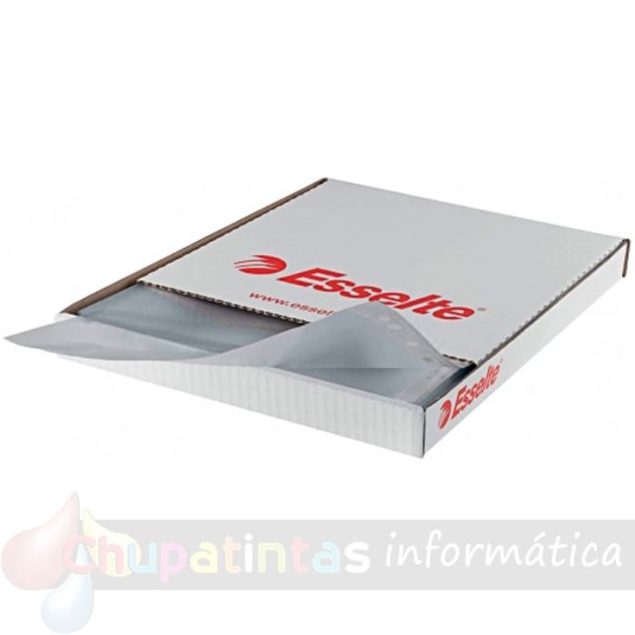 Esselte Funda Porta Documentos Folio PP - Piel de Naranja Calidad Económica - Multitaladro-16 - Transparente-2