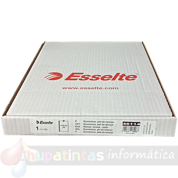 Esselte Funda Porta Documentos Folio PP - Piel de Naranja Calidad Económica - Multitaladro-16 - Transparente-1