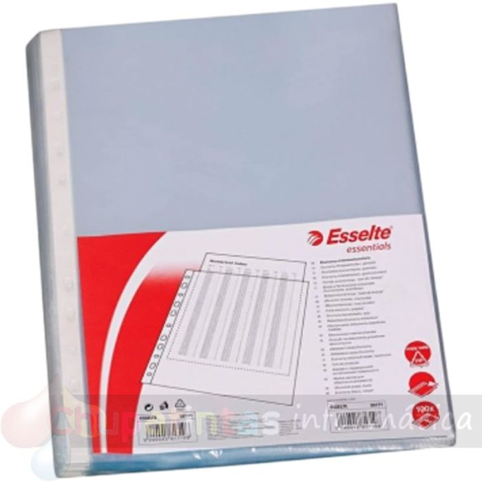 Esselte Funda Porta Documentos Folio PP - Piel de Naranja Calidad Económica - Multitaladro-16 - Transparente-3