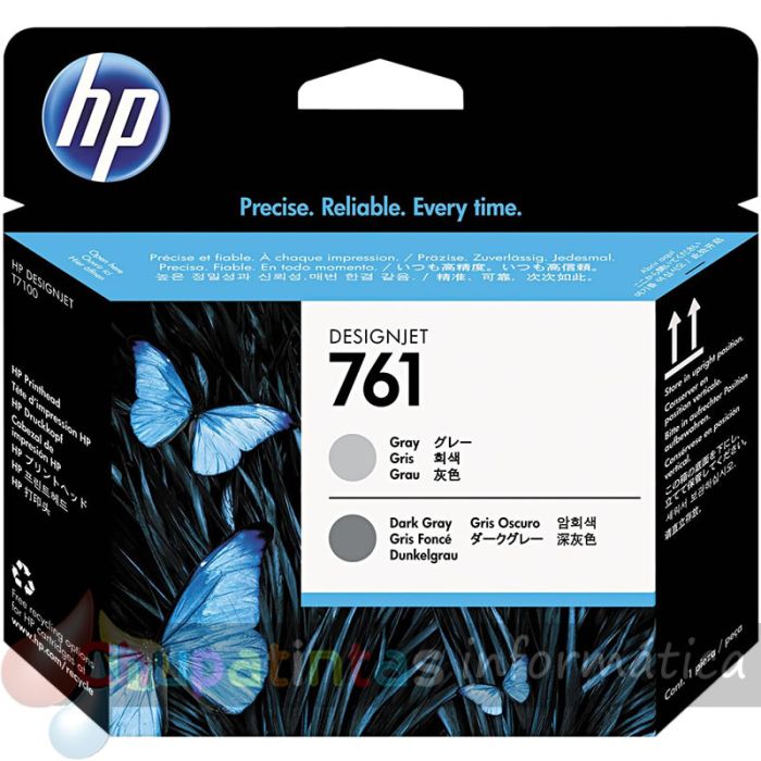 HP 761 Cabezal de Impresión Original - Gris y Gris Oscuro - CH647A