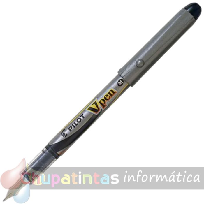 Pilot Pluma Estilográfica V-Pen Silver - Desechable - Tinta Liquida - Punta de Acero - Trazo de 0.5mm - Color Negro-2