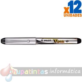 Pilot Pluma Estilográfica V-Pen Silver - Desechable - Tinta Liquida - Punta de Acero - Trazo de 0.5mm - Color Negro-