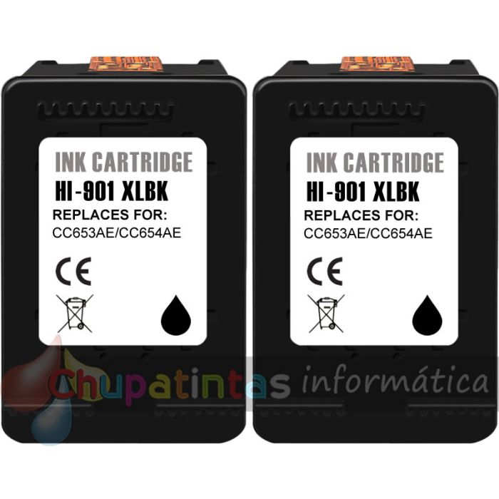 HP 901XL Negro Pack de 2 Cartuchos de Tinta Remanufacturados