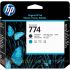 HP 774 Cabezal de Impresión Original - Negro Mate, Cian - P2W01A