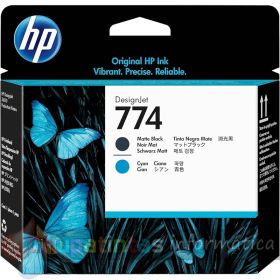 HP 774 Cabezal de Impresión Original - Negro Mate, Cian - P2W01A