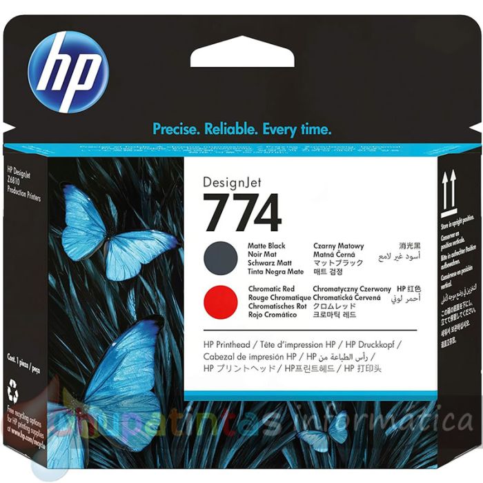 HP 774 Cabezal de Impresión Original - Negro Mate, Rojo Cromático - P2V97A
