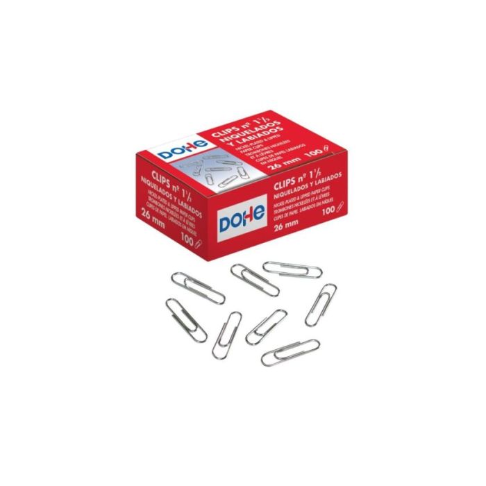 Dohe Pack de 100 Clips Labiados Nº1 1/2 26mm - Niquelados