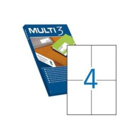 Multi3 Pack de 2.000 Etiquetas Blancas Cantos Rectos Tamaño 105.0X148.0mm con Adhesivo Permanente para Multiples Usos