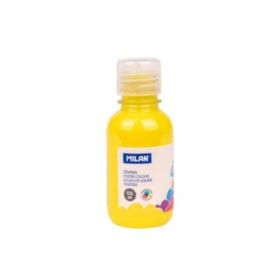 Milan Botella de Tempera 125ml - Tapon Dosificador - Secado Rapido - Mezclable - Color Amarillo