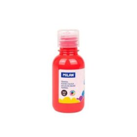 Milan Botella de Tempera 125ml - Tapon Dosificador - Secado Rapido - Mezclable - Color Rojo