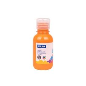 Milan Botella de Tempera 125ml - Tapon Dosificador - Secado Rapido - Mezclable - Color Naranja