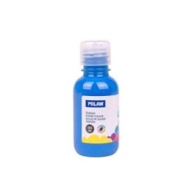Milan Botella de Tempera 125ml - Tapon Dosificador - Secado Rapido - Mezclable - Color Azul