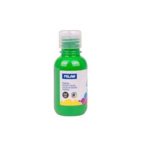 Milan Botella de Tempera 125ml - Tapon Dosificador - Secado Rapido - Mezclable - Color Verde Claro