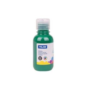 Milan Botella de Tempera 125ml - Tapon Dosificador - Secado Rapido - Mezclable - Color Verde Oscuro