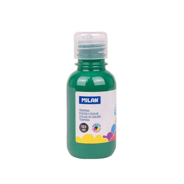 Milan Botella de Tempera 125ml - Tapon Dosificador - Secado Rapido - Mezclable - Color Verde Oscuro