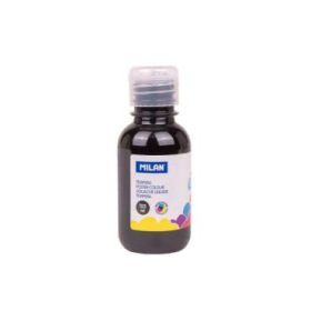 Milan Botella de Tempera 125ml - Tapon Dosificador - Secado Rapido - Mezclable - Color Negro