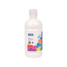 Milan Botella de Tempera 500ml - Tapon Dosificador - Secado Rapido - Mezclable - Color Blanco