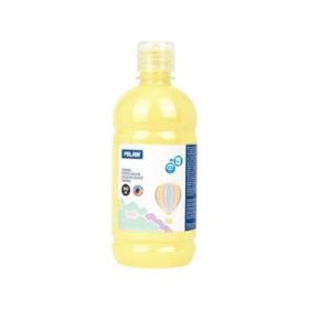 Milan Botella de Tempera 500ml - Tapon Dosificador - Secado Rapido - Mezclable - Color Amarillo Pastel