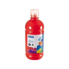 Milan Botella de Tempera 500ml - Tapon Dosificador - Secado Rapido - Mezclable - Color Rojo